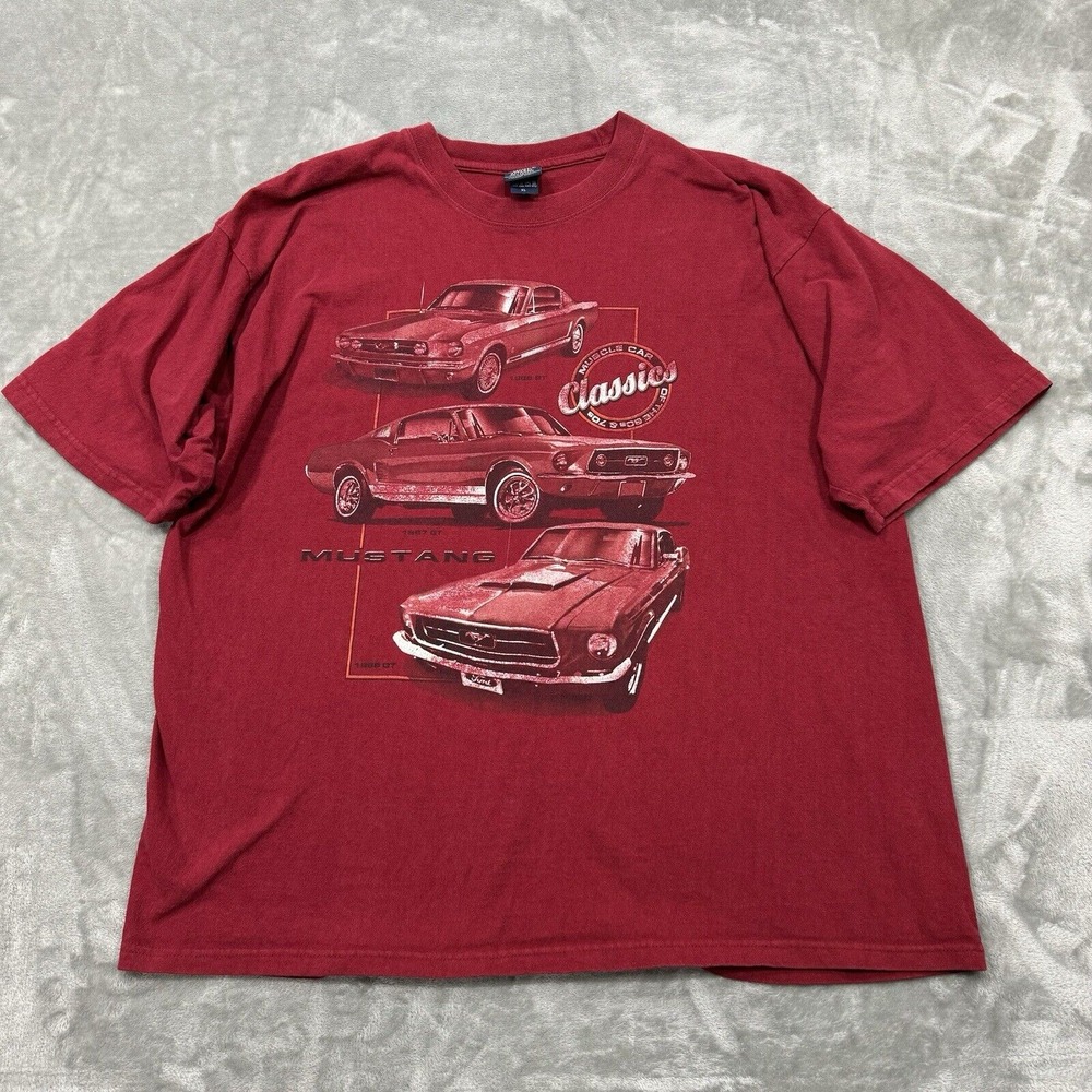 Ford Mustang Shirt Mens XL Red Short Sleeve Crewneck Graphic Choice Apparel Logo